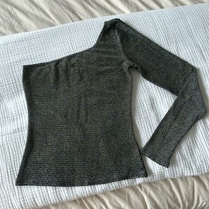 Reformation Sparkly One Shoulder Long Sleeve